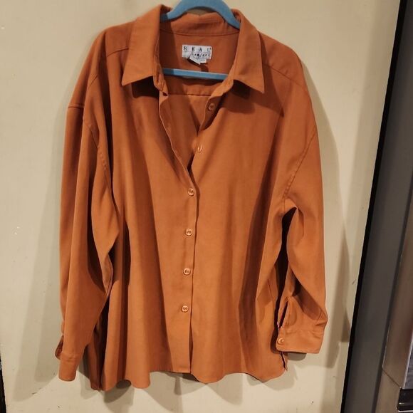 Real Comfort   🟧 nutmeg  colored Button-Up Shirt 3X euc - Picture 1 of 4